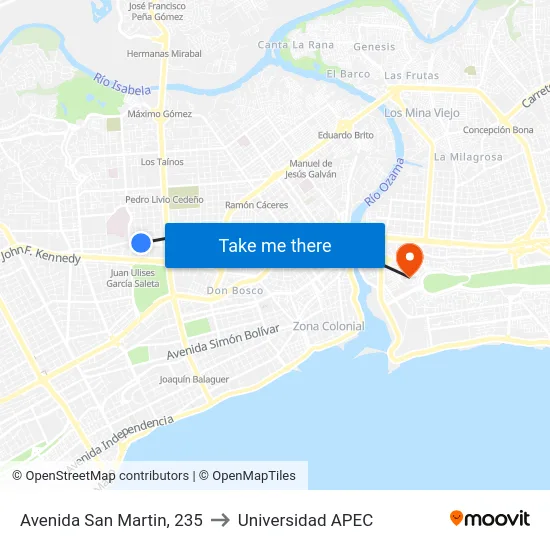 Avenida San Martin, 235 to Universidad APEC map