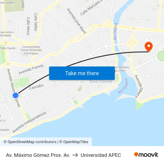 Av. Máximo Gómez Prox. Av. to Universidad APEC map