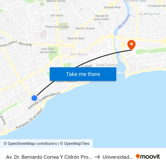 Av. Dr. Bernardo Correa Y Cidrón Prox. C/Interior A to Universidad APEC map