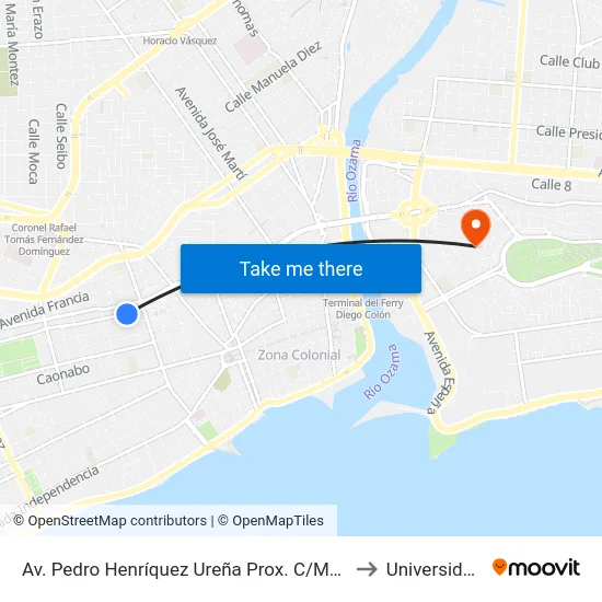 Av. Pedro Henríquez Ureña Prox. C/Manuel De Jesus Galvan to Universidad APEC map