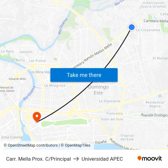 Carr. Mella Prox. C/Principal to Universidad APEC map