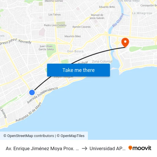 Av. Enrique Jiménez Moya Prox. C/B to Universidad APEC map