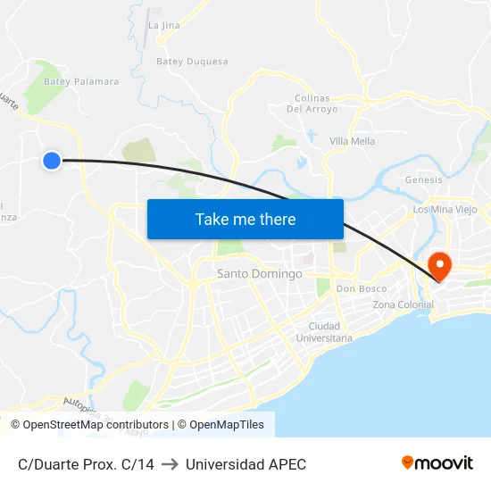 C/Duarte Prox. C/14 to Universidad APEC map
