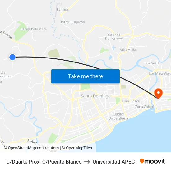 C/Duarte Prox. C/Puente Blanco to Universidad APEC map