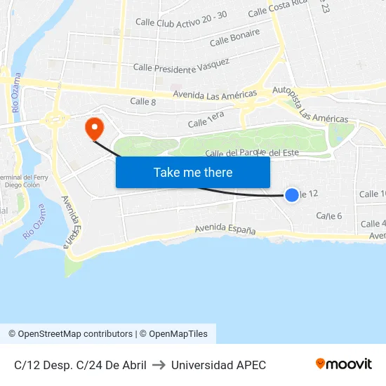 C/12 Desp. C/24 De Abril to Universidad APEC map