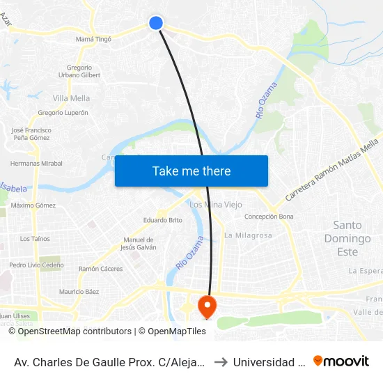 Av. Charles De Gaulle Prox. C/Alejandro Guillen to Universidad APEC map