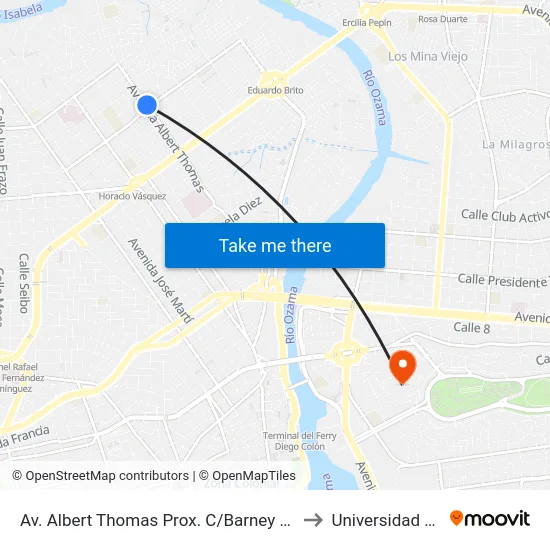 Av. Albert Thomas Prox. C/Barney N. Morgan to Universidad APEC map
