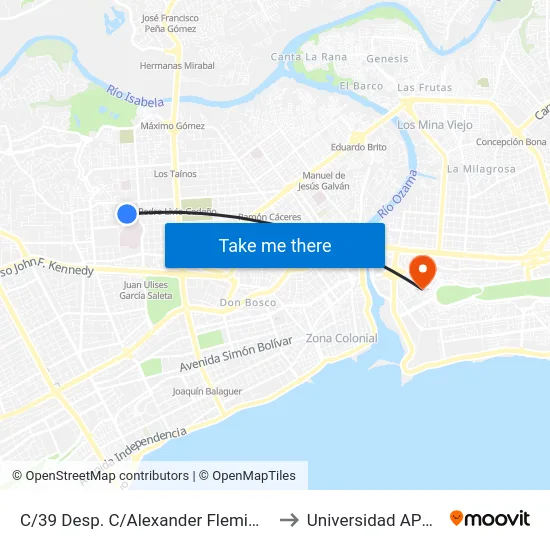 C/39 Desp. C/Alexander Flemimg to Universidad APEC map