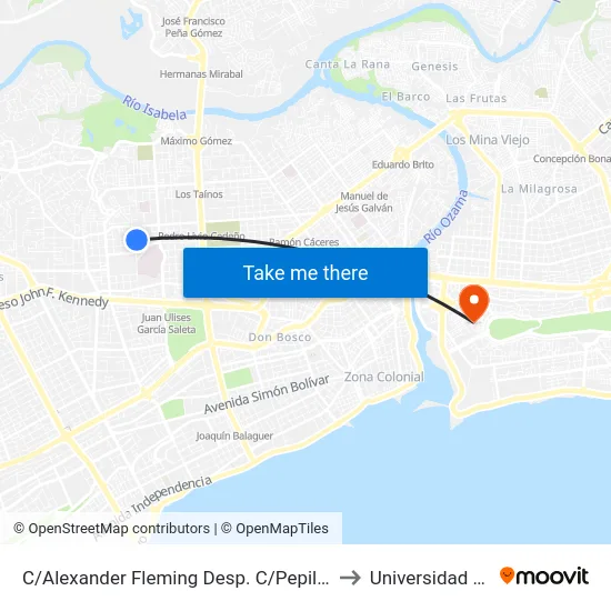 C/Alexander Fleming Desp. C/Pepillo Salcedo to Universidad APEC map
