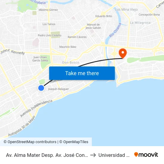 Av. Alma Mater Desp. Av. José Contreras, 63 to Universidad APEC map