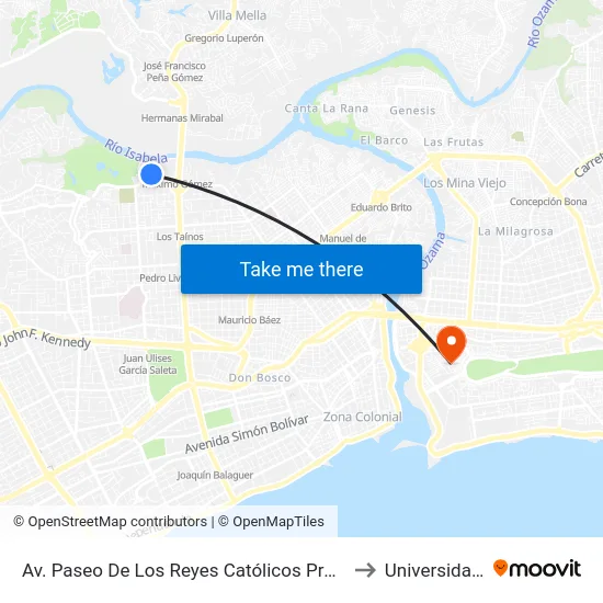 Av. Paseo De Los Reyes Católicos Prox. C/Ramón Cáceres to Universidad APEC map