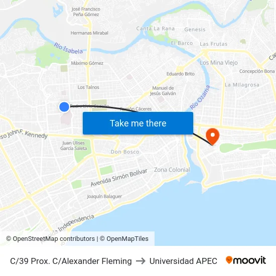C/39 Prox. C/Alexander Fleming to Universidad APEC map
