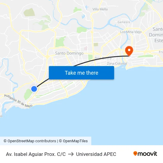 Av. Isabel Aguiar Prox. C/C to Universidad APEC map
