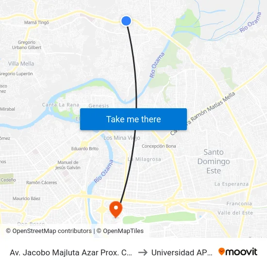 Av. Jacobo Majluta Azar Prox. C/15 to Universidad APEC map