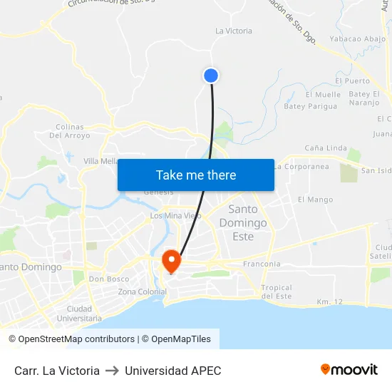 Carr. La Victoria to Universidad APEC map