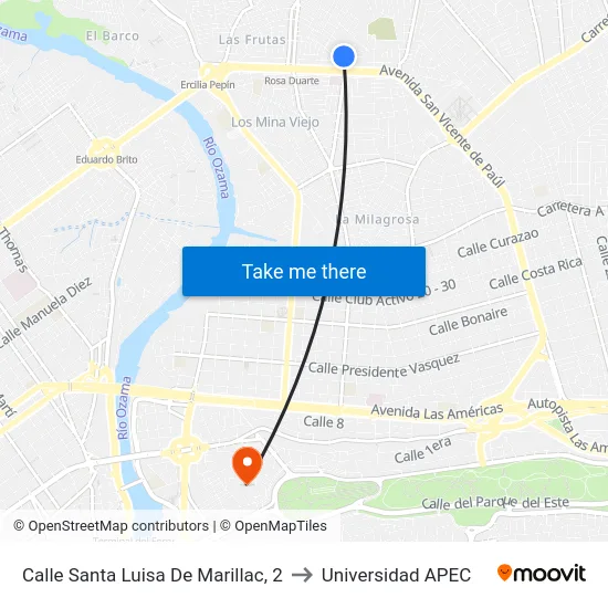 Calle Santa Luisa De Marillac, 2 to Universidad APEC map