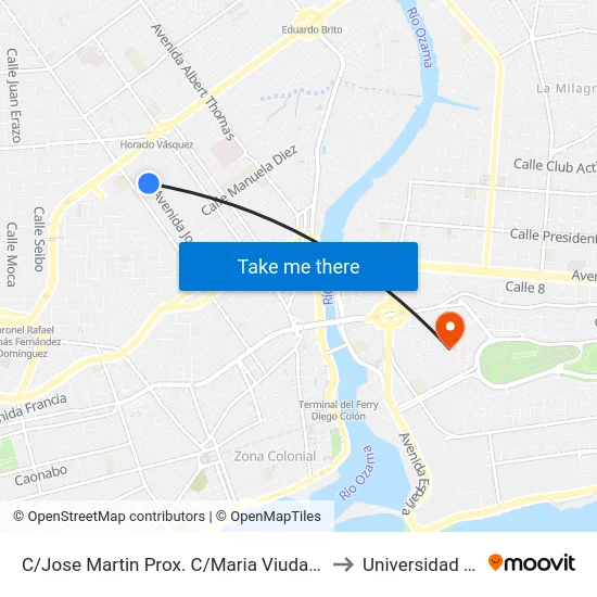 C/Jose Martin Prox. C/Maria Viuda De La Cruz to Universidad APEC map