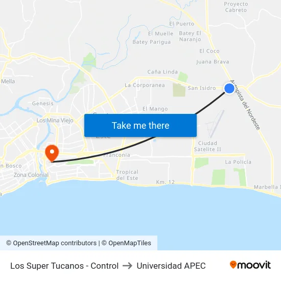 Los Super Tucanos - Control to Universidad APEC map