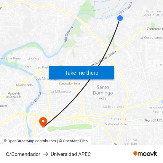 C/Comendador to Universidad APEC map