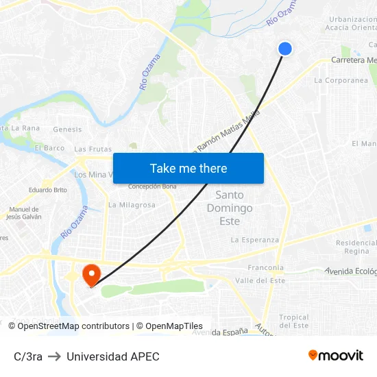 C/3ra to Universidad APEC map