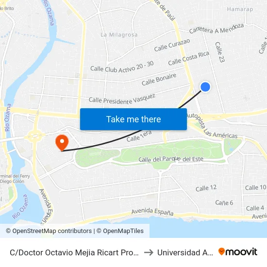 C/Doctor Octavio Mejia Ricart Prox. C/20 to Universidad APEC map