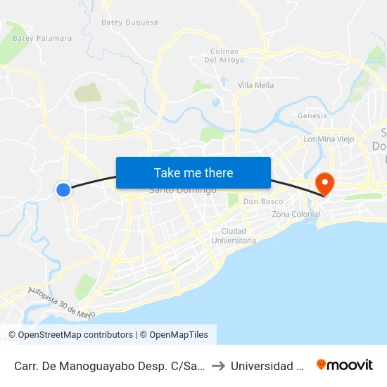 Carr. De Manoguayabo Desp. C/San Miguel to Universidad APEC map