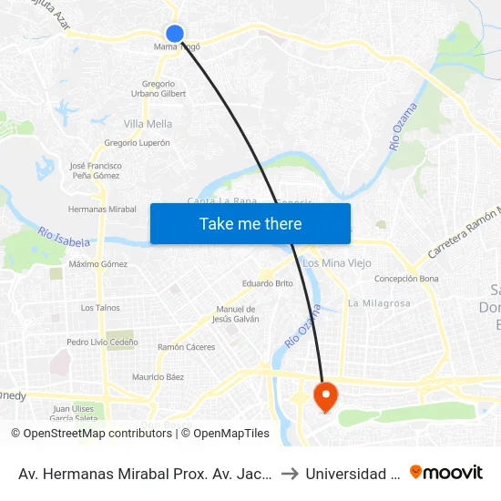 Av. Hermanas Mirabal Prox. Av. Jacobo Majluta to Universidad APEC map
