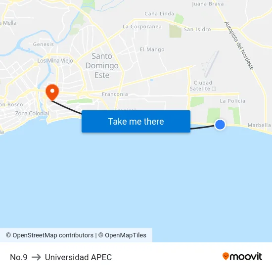 No.9 to Universidad APEC map