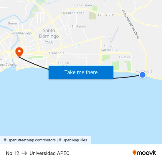 No.12 to Universidad APEC map
