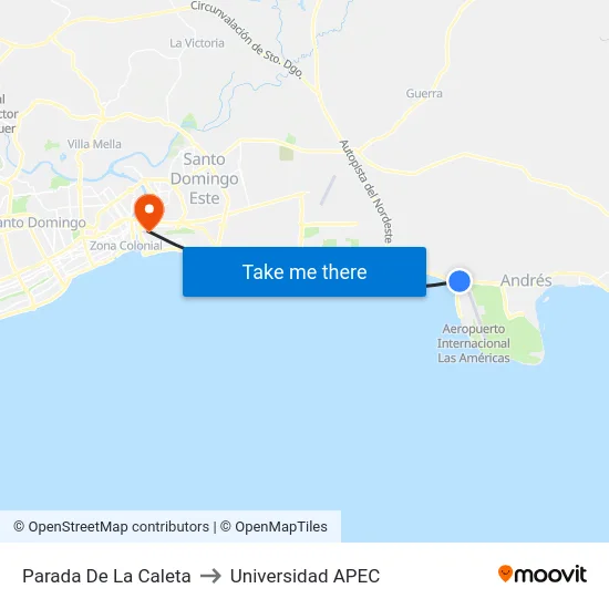 Parada De La Caleta to Universidad APEC map