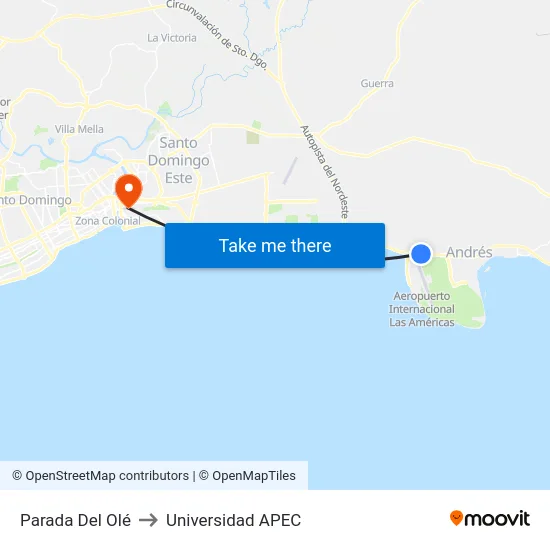 Parada Del Olé to Universidad APEC map