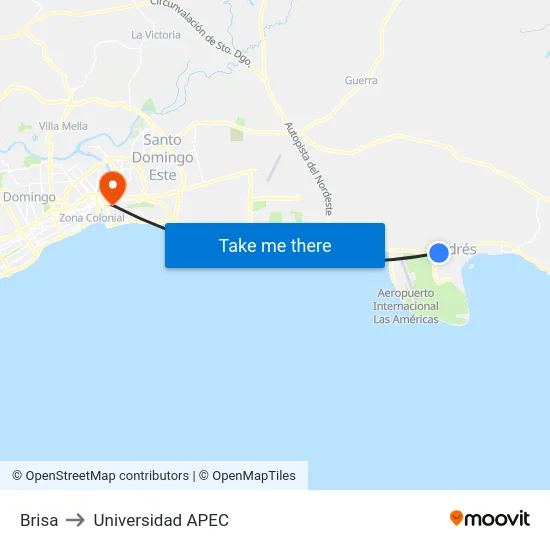 Brisa to Universidad APEC map
