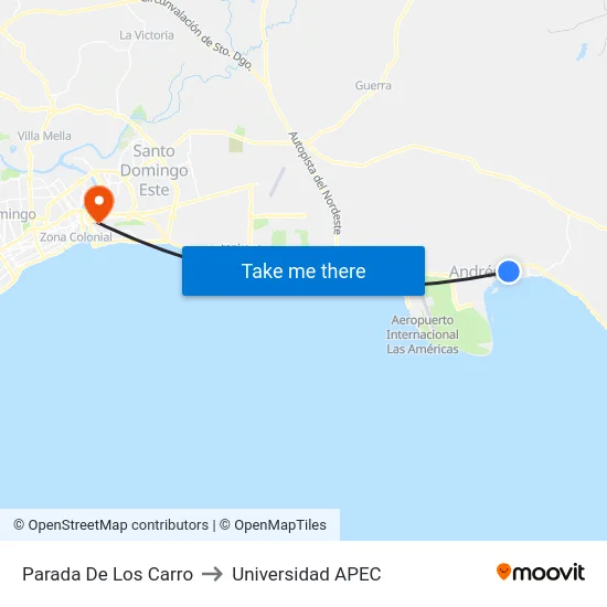 Parada De Los Carro to Universidad APEC map