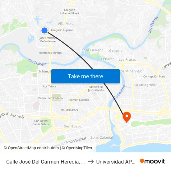 Calle José Del Carmen Heredia, 17 to Universidad APEC map