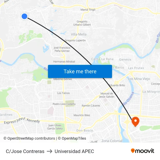 C/Jose Contreras to Universidad APEC map