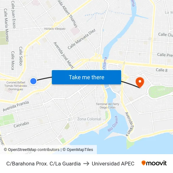 C/Barahona Prox. C/La Guardia to Universidad APEC map