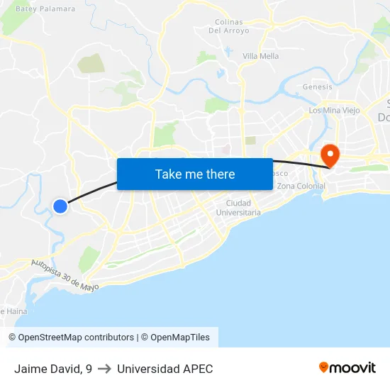 Jaime David, 9 to Universidad APEC map