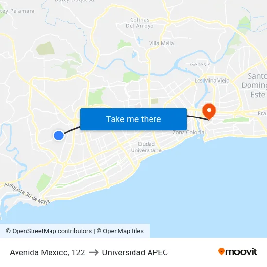 Avenida México, 122 to Universidad APEC map