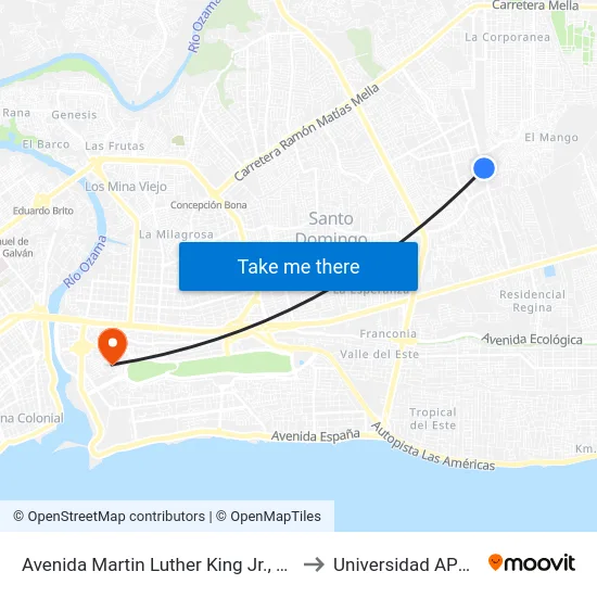 Avenida Martin Luther King Jr., 36 to Universidad APEC map
