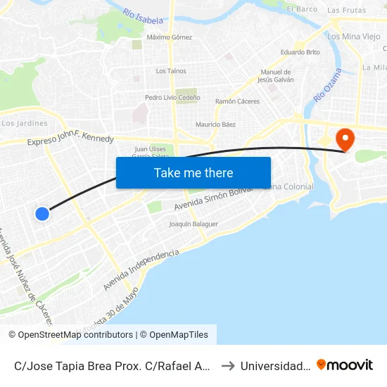C/Jose Tapia Brea Prox. C/Rafael Augusto Sanchez to Universidad APEC map