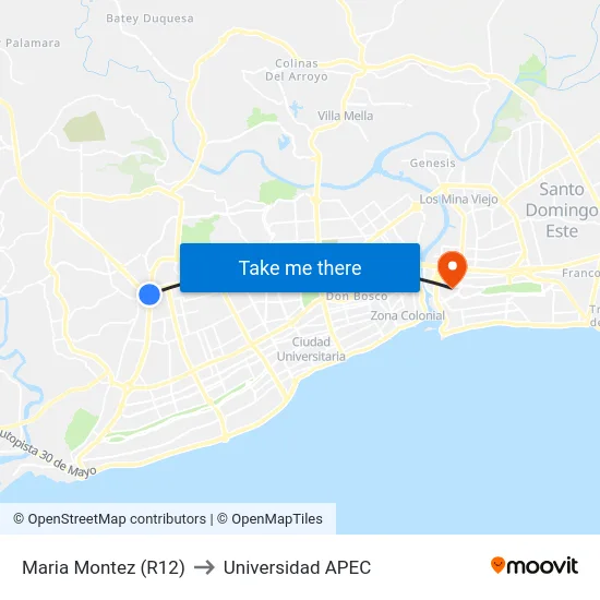 Maria Montez (R12) to Universidad APEC map