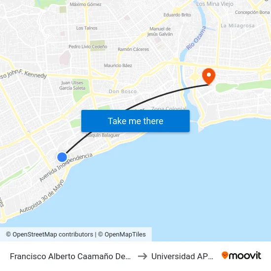Francisco Alberto Caamaño Deñó to Universidad APEC map