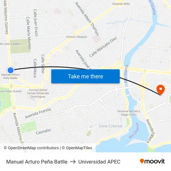 Manuel Arturo Peña Batlle to Universidad APEC map