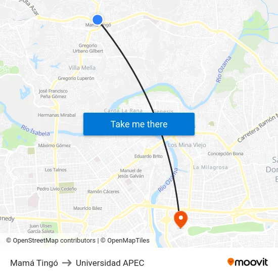 Mamá Tingó to Universidad APEC map