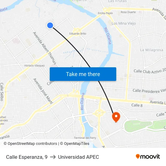 Calle Esperanza, 9 to Universidad APEC map