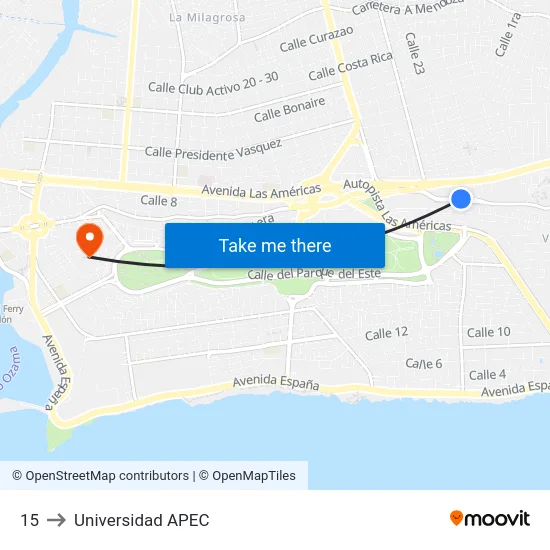 15 to Universidad APEC map