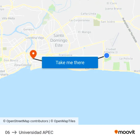 06 to Universidad APEC map