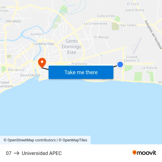 07 to Universidad APEC map