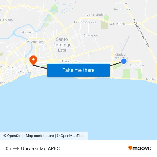 05 to Universidad APEC map