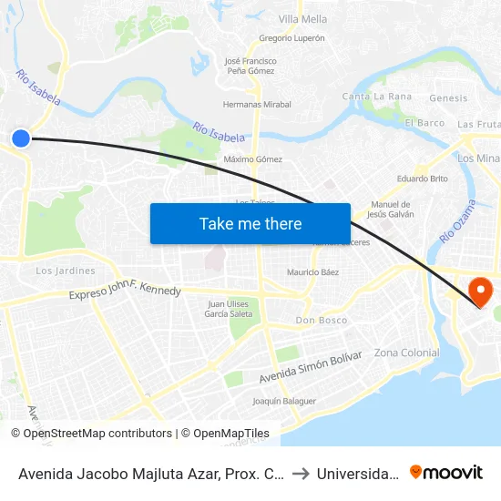 Avenida Jacobo Majluta Azar, Prox. Carretera La Isabela to Universidad APEC map